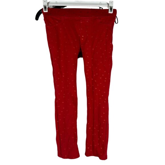 H&M Girls Red Heart Print Pants Size 6-7Y - Picture 1 of 6